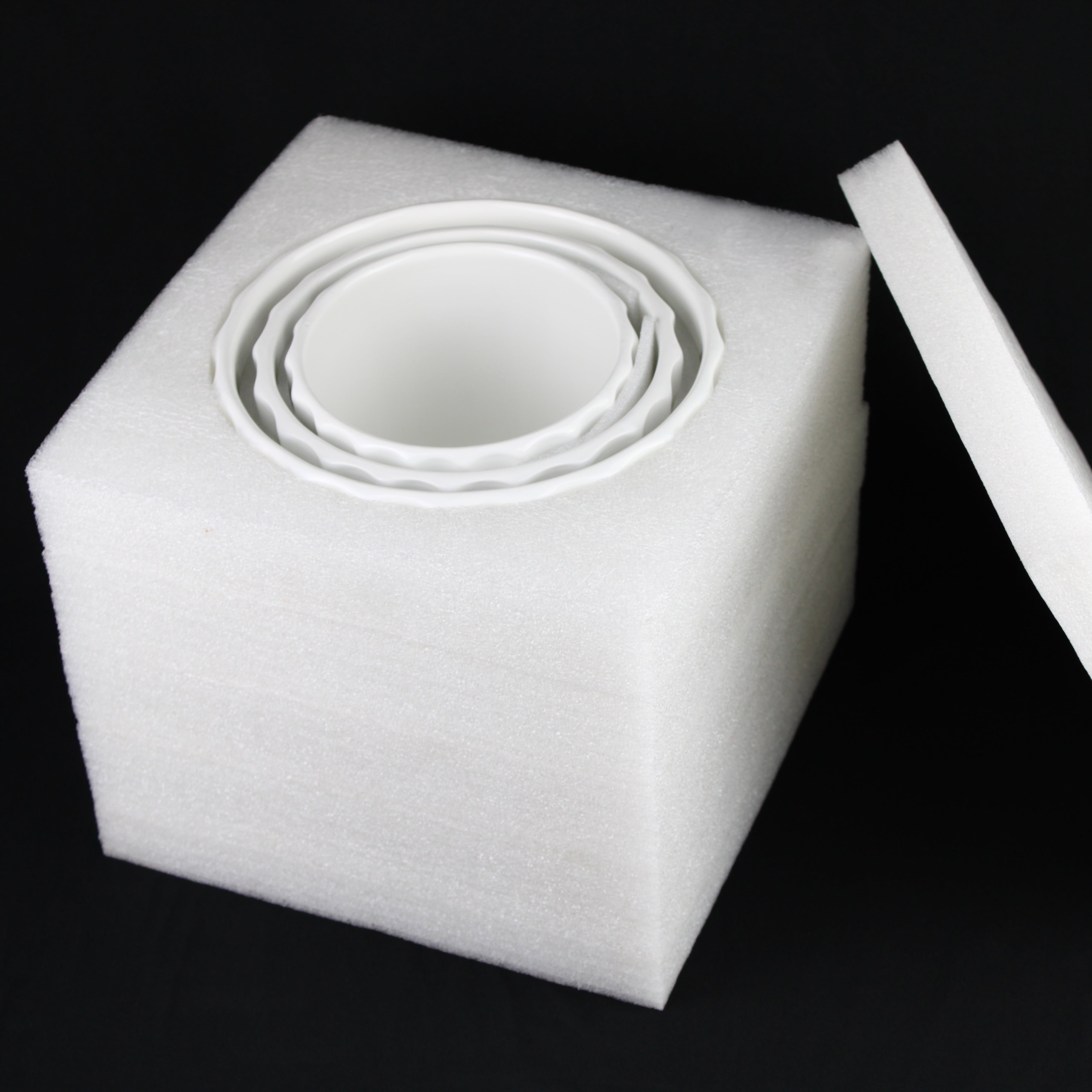 3-Piece White Stoneware Planter Set with Fluted Design
