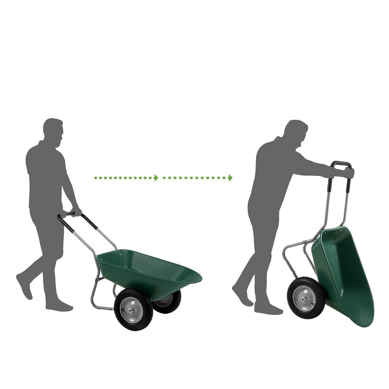 Heavy Duty 2-Wheel Multipurpose Rust Proof Wheelbarrow - Green-0