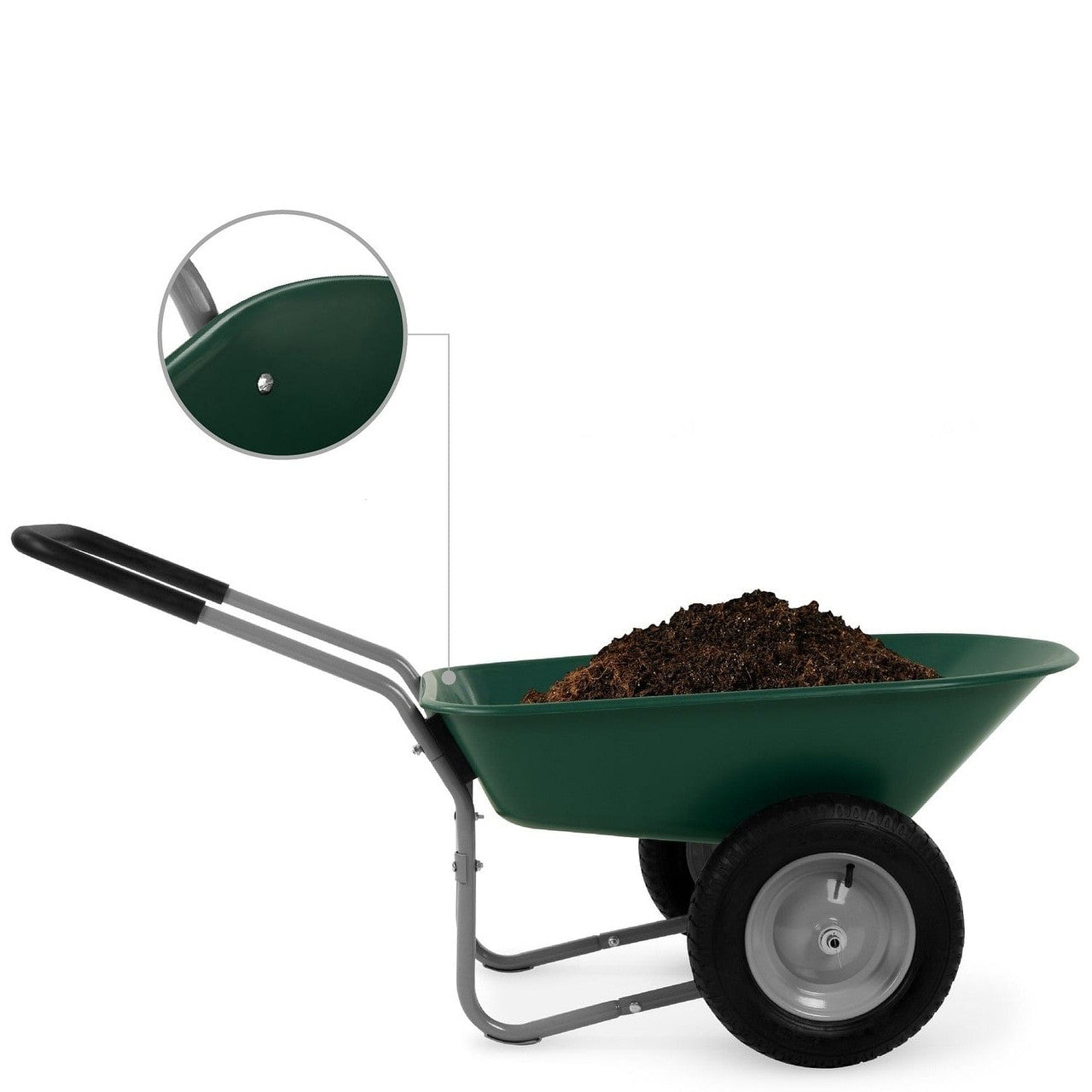 Heavy Duty 2-Wheel Multipurpose Rust Proof Wheelbarrow - Green-1