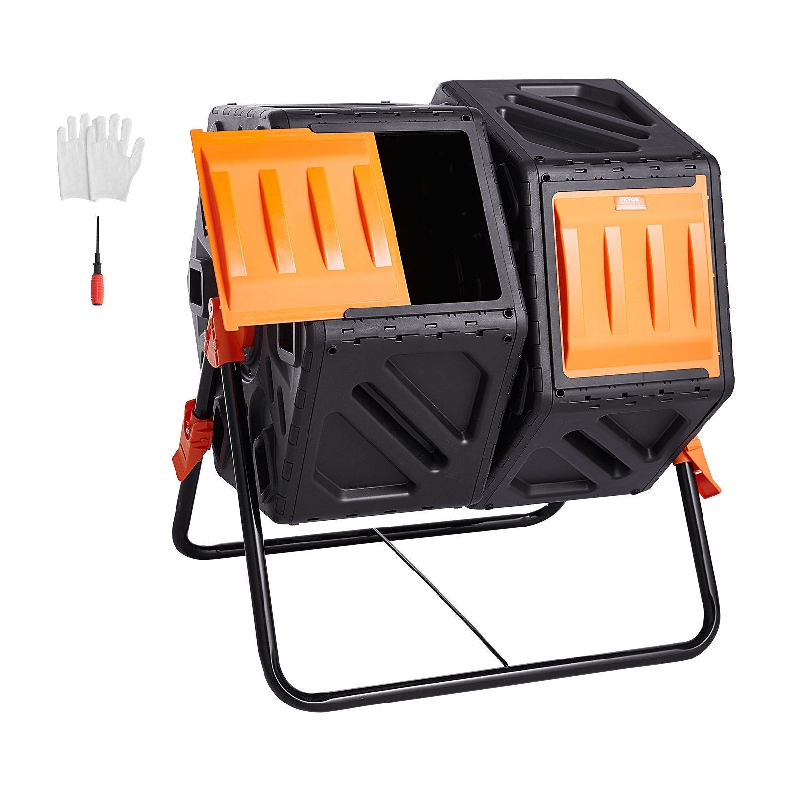 37 Gal Dual Chamber Compost Tumbler Rotating Outdoor Bin