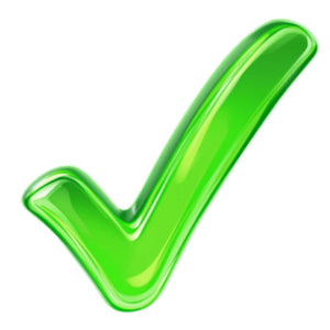 Green check mark on a white background