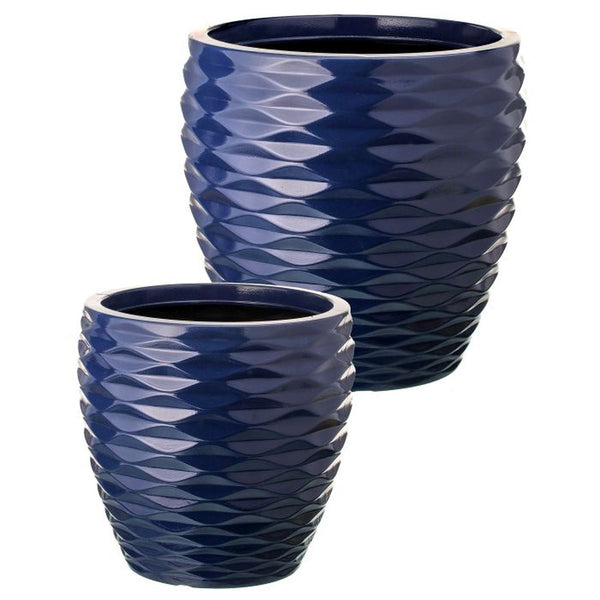 Regency International Resin 'Ceramic' Dimple Planter 13-16"T, Set Of 2-0